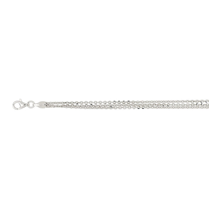 Triple Strand Italian Made Rhodium Overlay Sterling Silver Necklace (Size 18 + 2 Ext) with Lobster Clasp 8183892 1