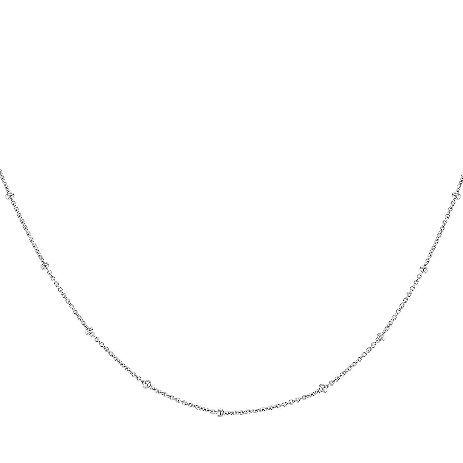 Sterling Silver Rhodium Plated 1.5mm Ball and Trace Chain 18 Inch 7607328 1