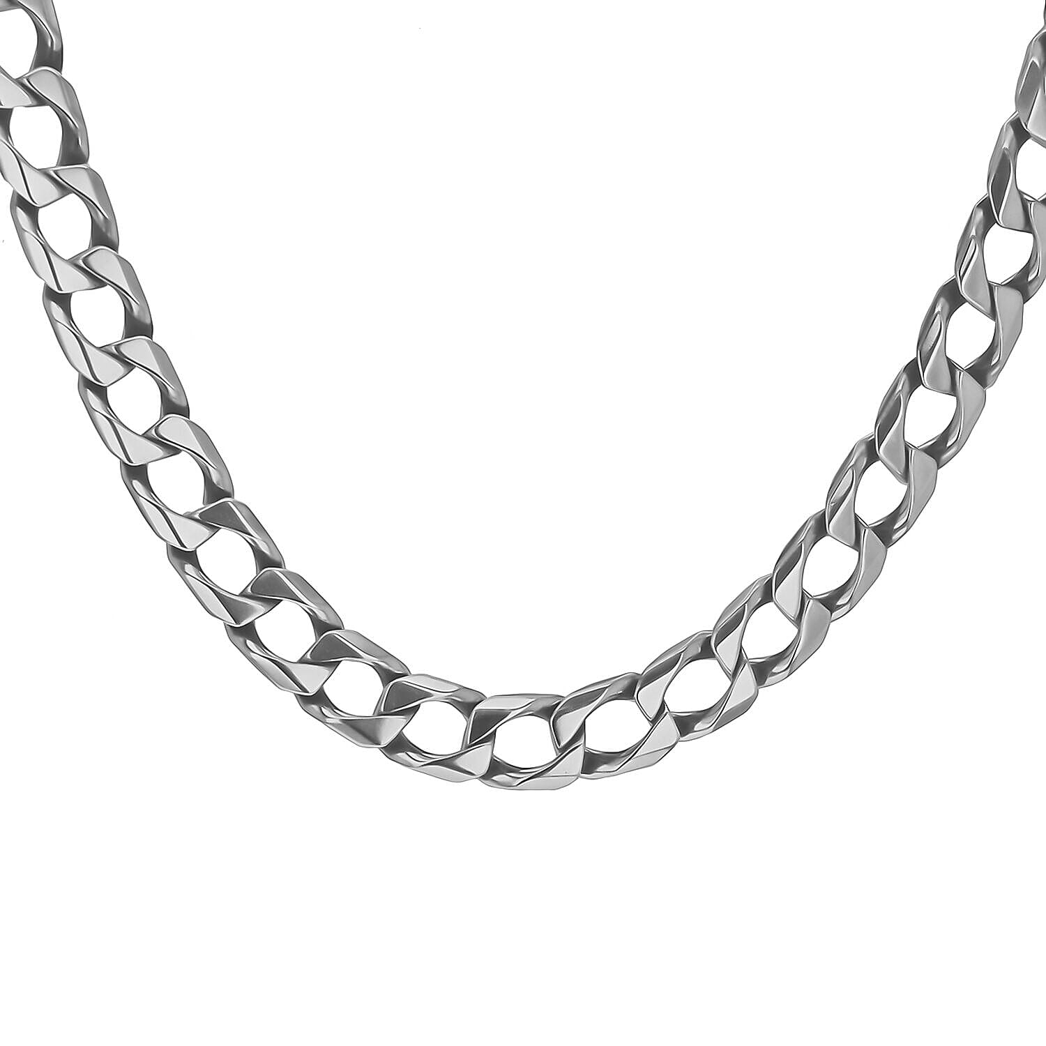 Sterling Silver Rhodium Plated 10mm Oxidised Square Curb Chain 20 Inch 7315213 0