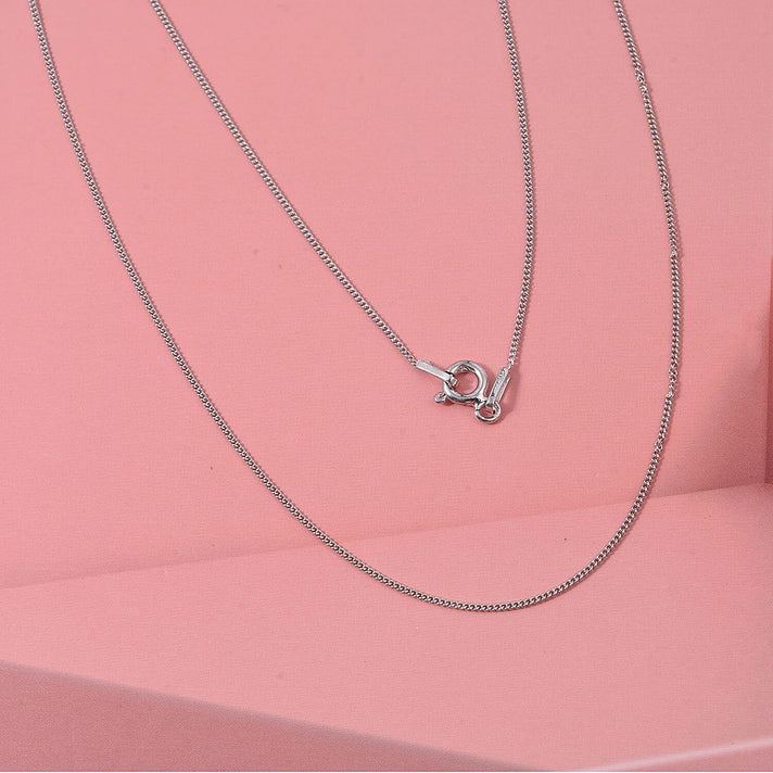 Close Out Deal - Rhodium Overlay Sterling Silver 0.5MM Curb Chain (Size - 20) 8507347 2