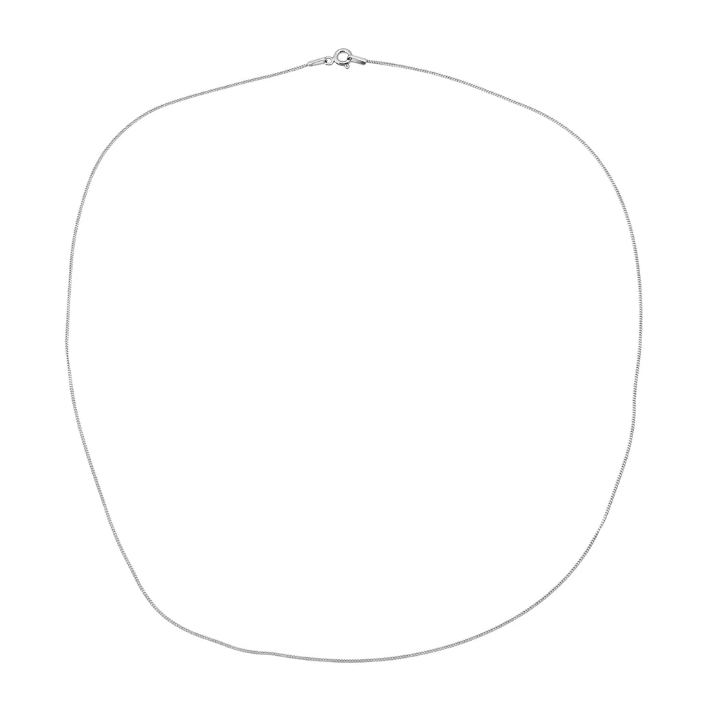 Close Out Deal - Rhodium Overlay Sterling Silver Curb Chain (Size - 20) with Spring Ring Clasp