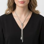 Rhodium Overlay Sterling Silver Criss & Rings Chain (Size 17)