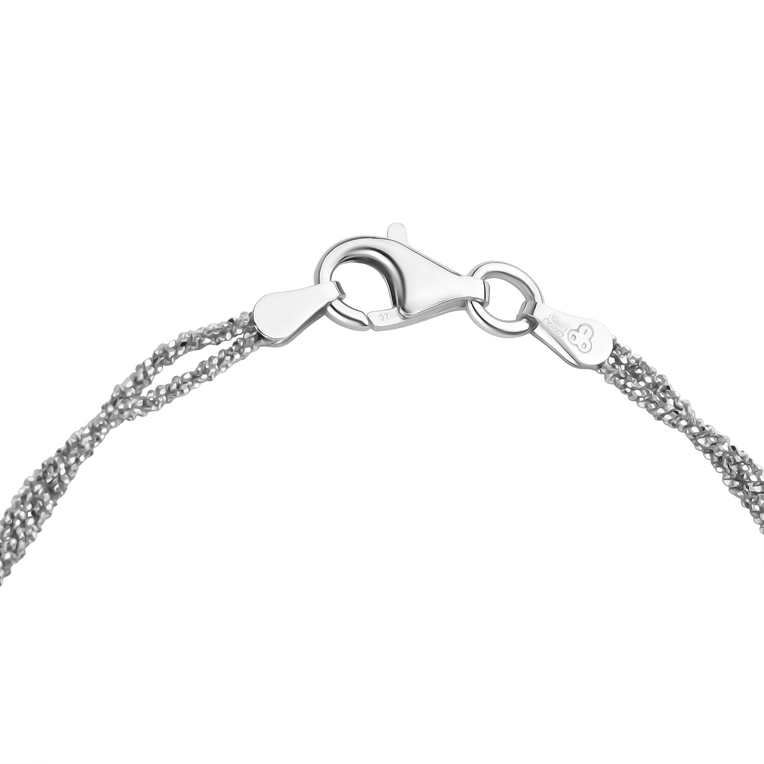 Rhodium Overlay Sterling Silver Criss &amp; Rings Chain (Size 17) 8376265 4