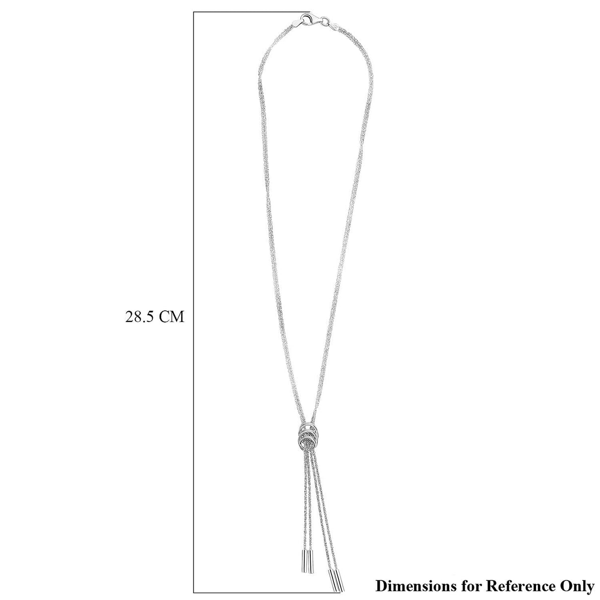 Rhodium Overlay Sterling Silver Criss &amp; Rings Chain (Size 17) 8376265 5