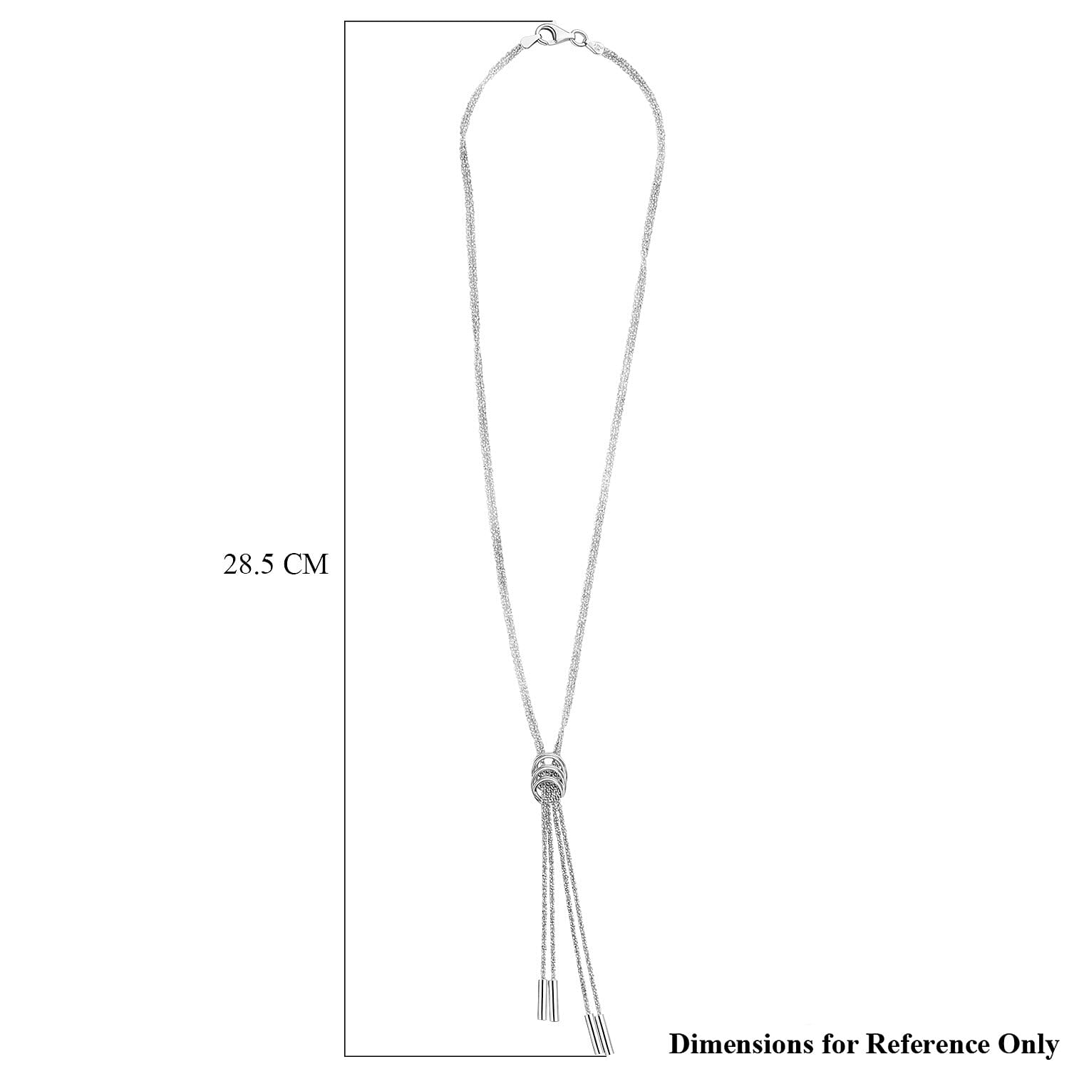 Rhodium Overlay Sterling Silver Criss &amp; Rings Chain (Size 17) 8376265 5