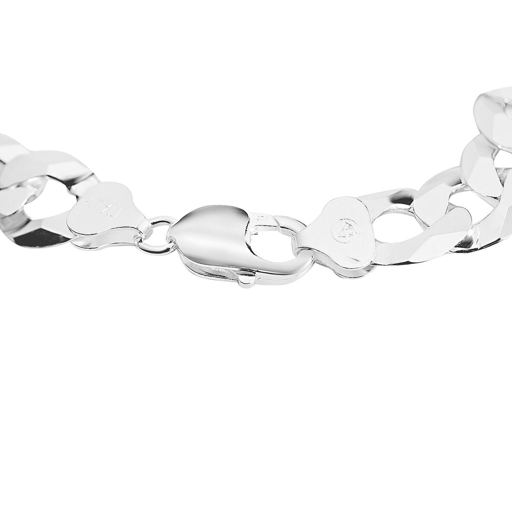 Closeout - Rhodium Overlay Sterling Silver Curb Bracelet (Size - 7.5), Silver Wt. 30.02 Gms