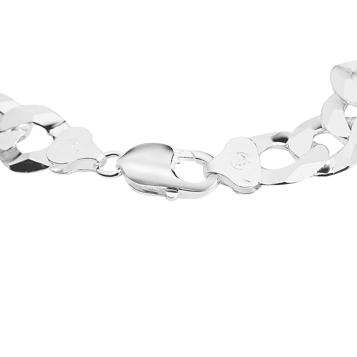 Closeout - Rhodium Overlay Sterling Silver Curb Bracelet (Size - 7.5), Silver Wt. 30.02 Gms 7379003 2