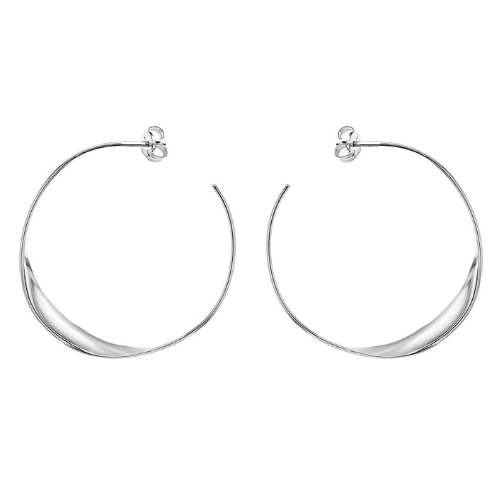 Sterling Silver Rhodium Plated 36mm Twist Hoop Earrings 7315479 1
