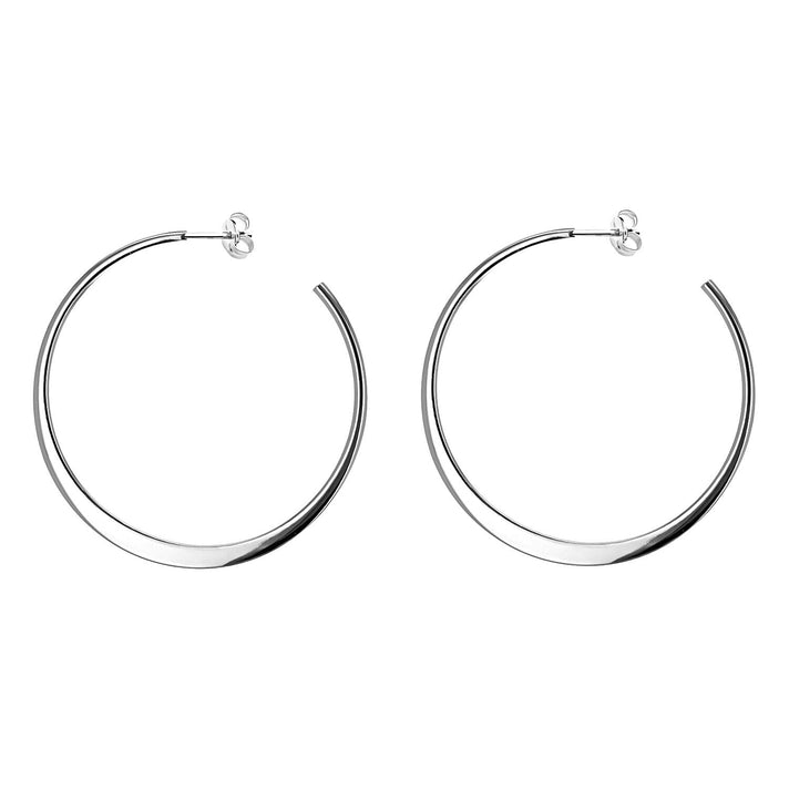 Sterling Silver Rhodium Plated 45mm Flat Graduated Hoop Earrings 7315460 1