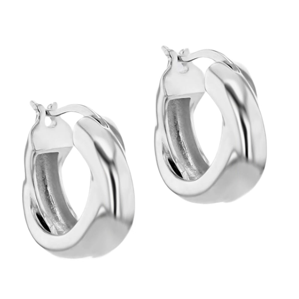 Vicenza Limited Edition - Rhodium Overlay Sterling Silver Chunky Twist Hoop Earrings.