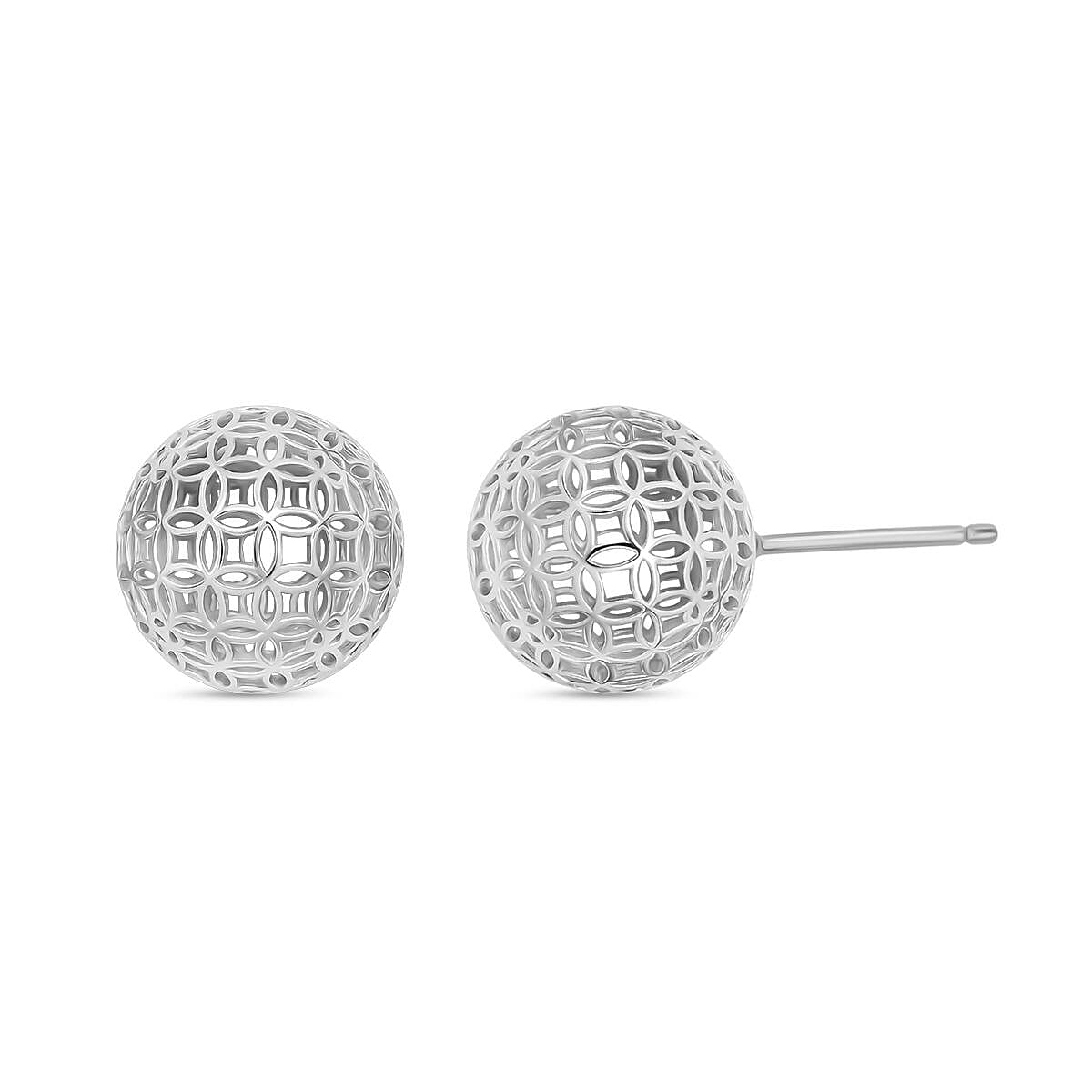 Treasure of Siam - Rhodium Overlay Sterling Silver Earring with Ball Push Back 8239573 0