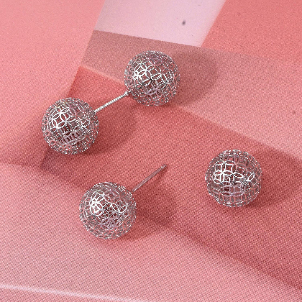 Rhodium Overlay Sterling Silver Earring with Ball Push Back, Silver Wt. 5.48 Gms.