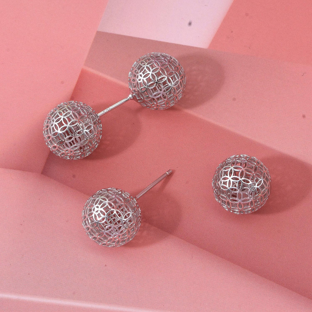 Treasure of Siam - Rhodium Overlay Sterling Silver Earring with Ball Push Back 8239573 1