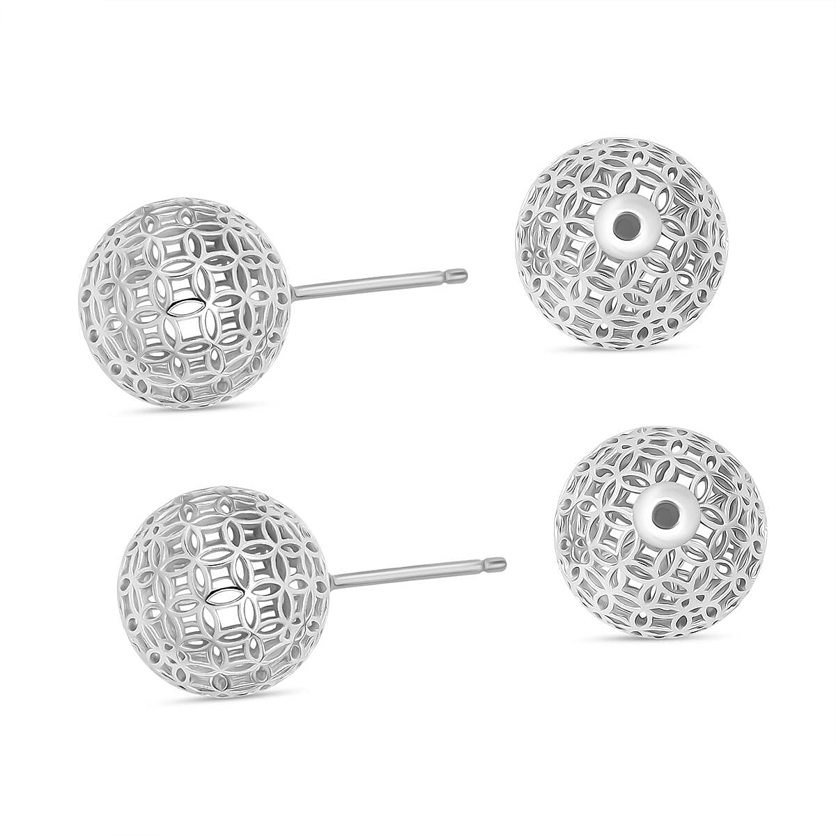 Treasure of Siam - Rhodium Overlay Sterling Silver Earring with Ball Push Back 8239573 4