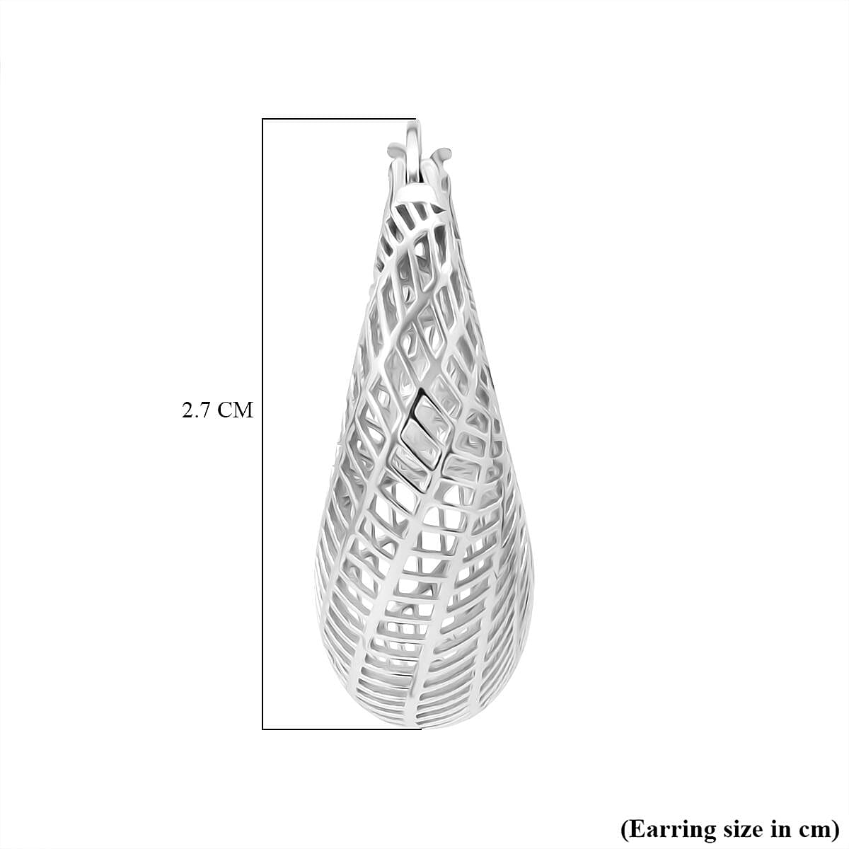 Treasure of Siam - Rhodium Overlay Sterling Silver Openwork Hoop Earring with Clasp 8239550 4