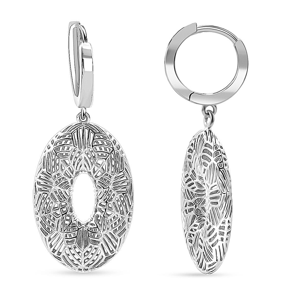 Rhodium Overlay Sterling Silver Earring with Hoop, Silver Wt. 6.49 Gms. 8239648 0