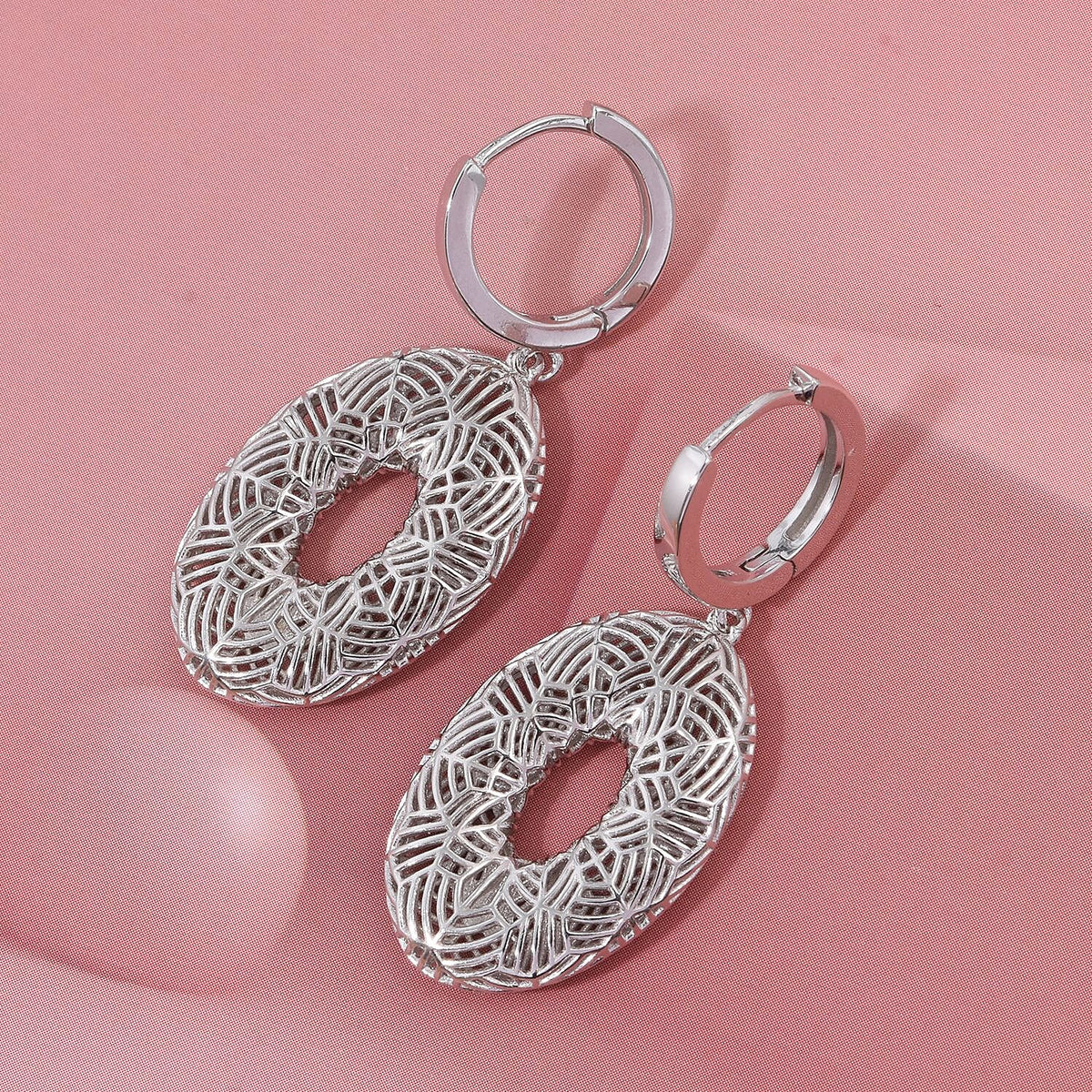 Rhodium Overlay Sterling Silver Earring with Hoop, Silver Wt. 6.49 Gms. 8239648 1