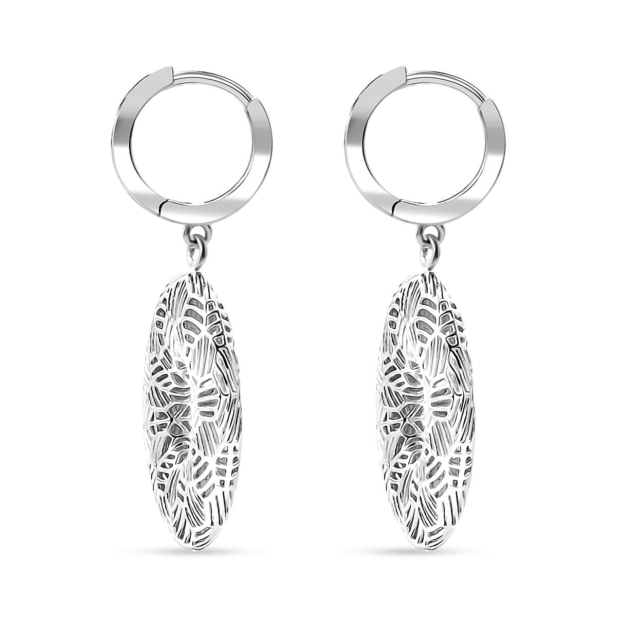 Rhodium Overlay Sterling Silver Earring with Hoop, Silver Wt. 6.49 Gms. 8239648 3