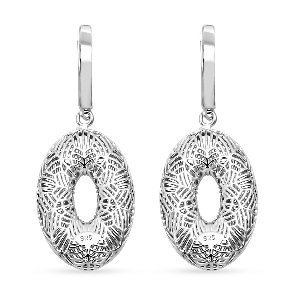 Rhodium Overlay Sterling Silver Earring with Hoop, Silver Wt. 6.49 Gms. 8239648 4