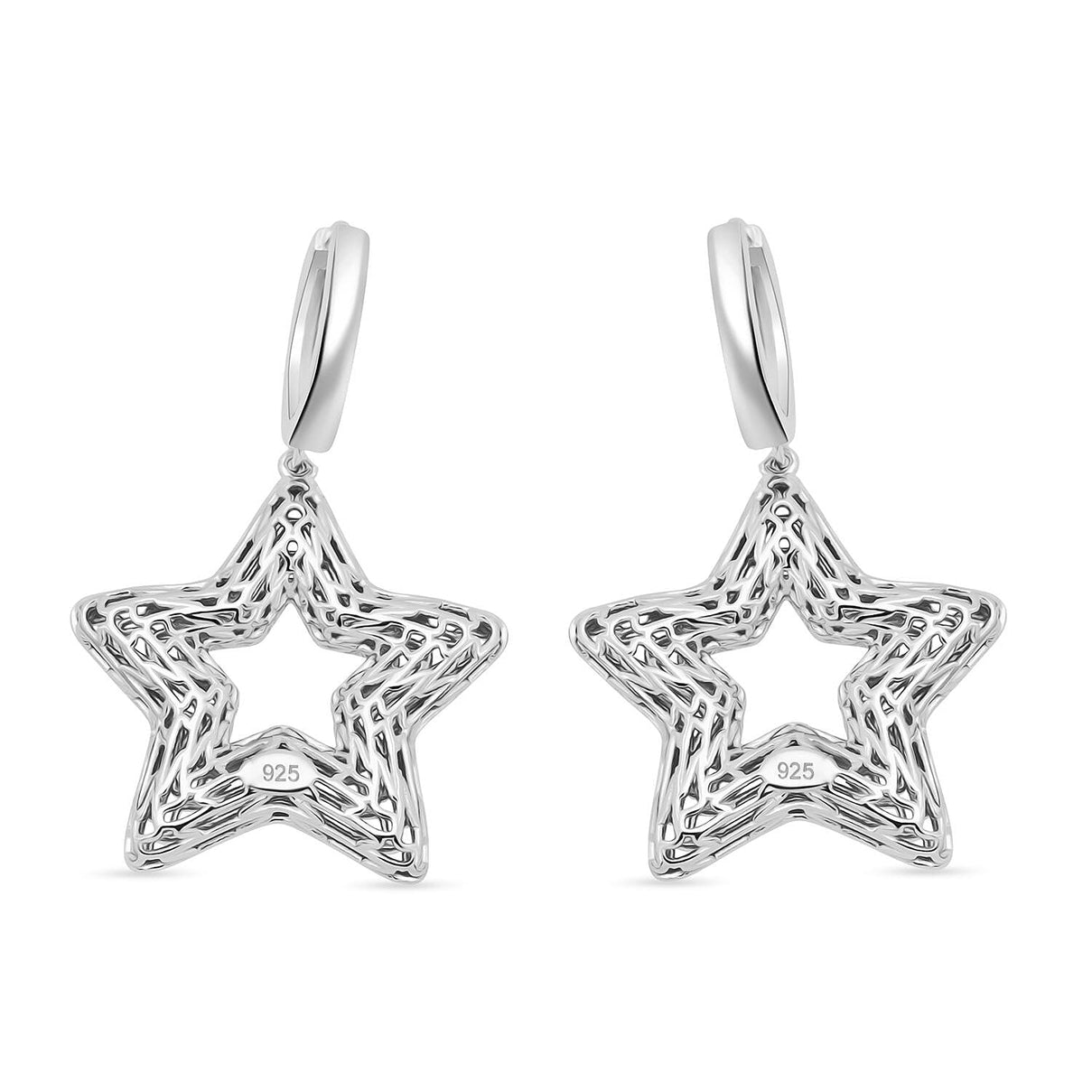 Rhodium Overlay Sterling Silver Earring with Hoop, Silver Wt. 6.90 Gms. 8239649 4