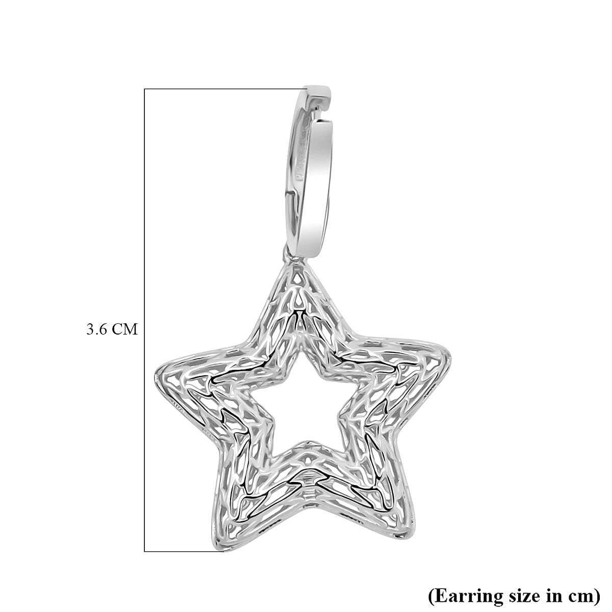 Rhodium Overlay Sterling Silver Earring with Hoop, Silver Wt. 6.90 Gms. 8239649 5