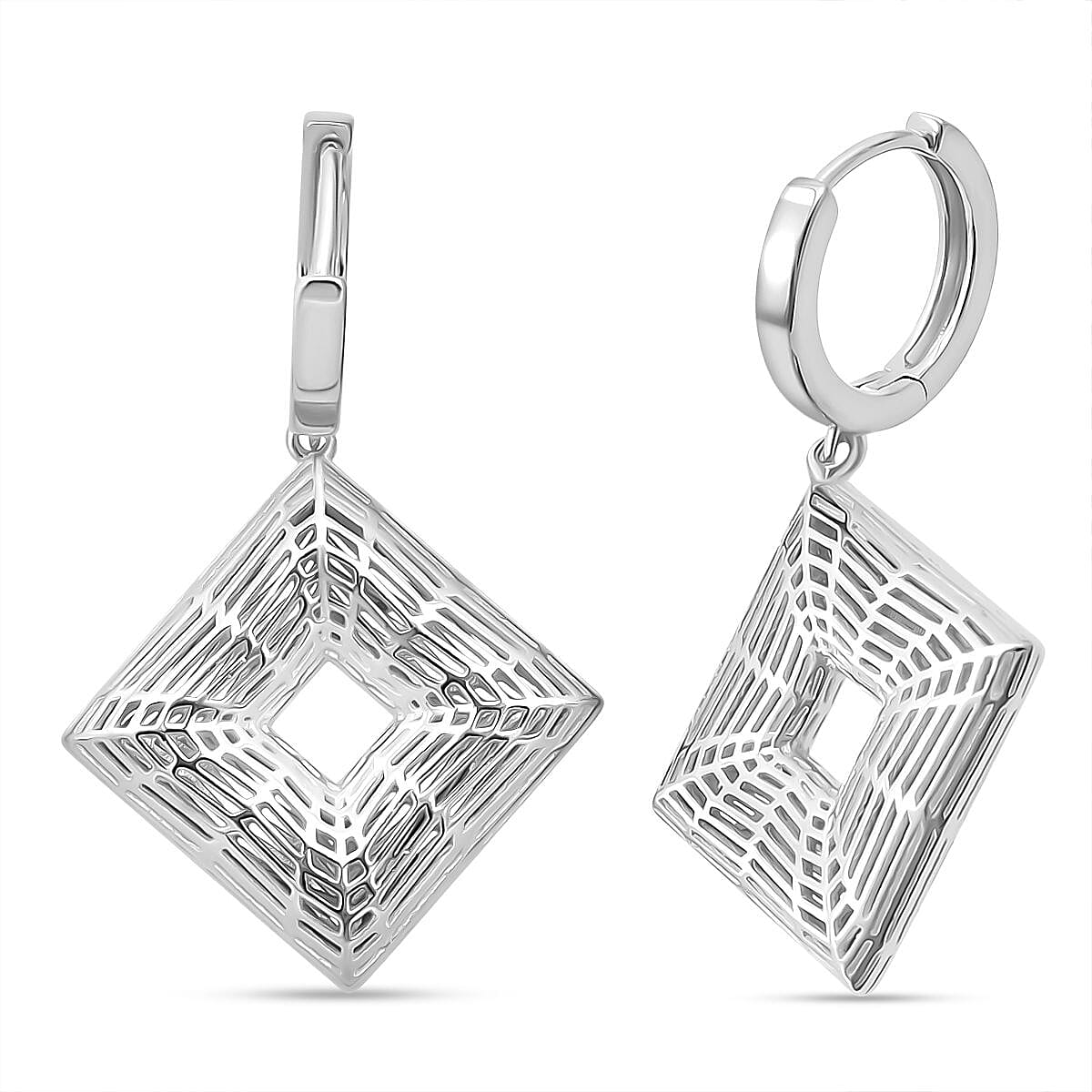 Rhodium Overlay Sterling Silver Earring with Hoop, Silver Wt. 7.06 Gms. 8239651 0