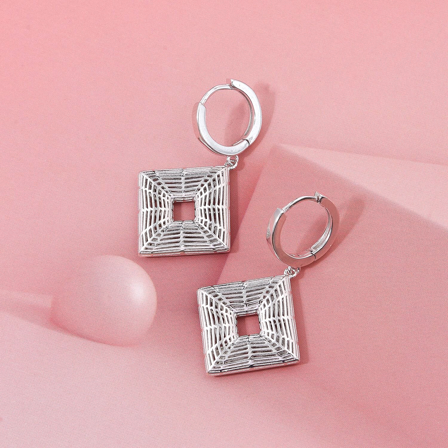 Rhodium Overlay Sterling Silver Earring with Hoop, Silver Wt. 7.06 Gms. 8239651 1