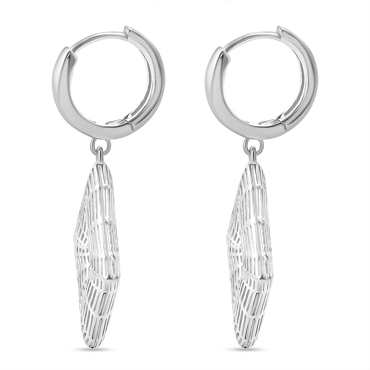 Rhodium Overlay Sterling Silver Earring with Hoop, Silver Wt. 7.06 Gms. 8239651 2