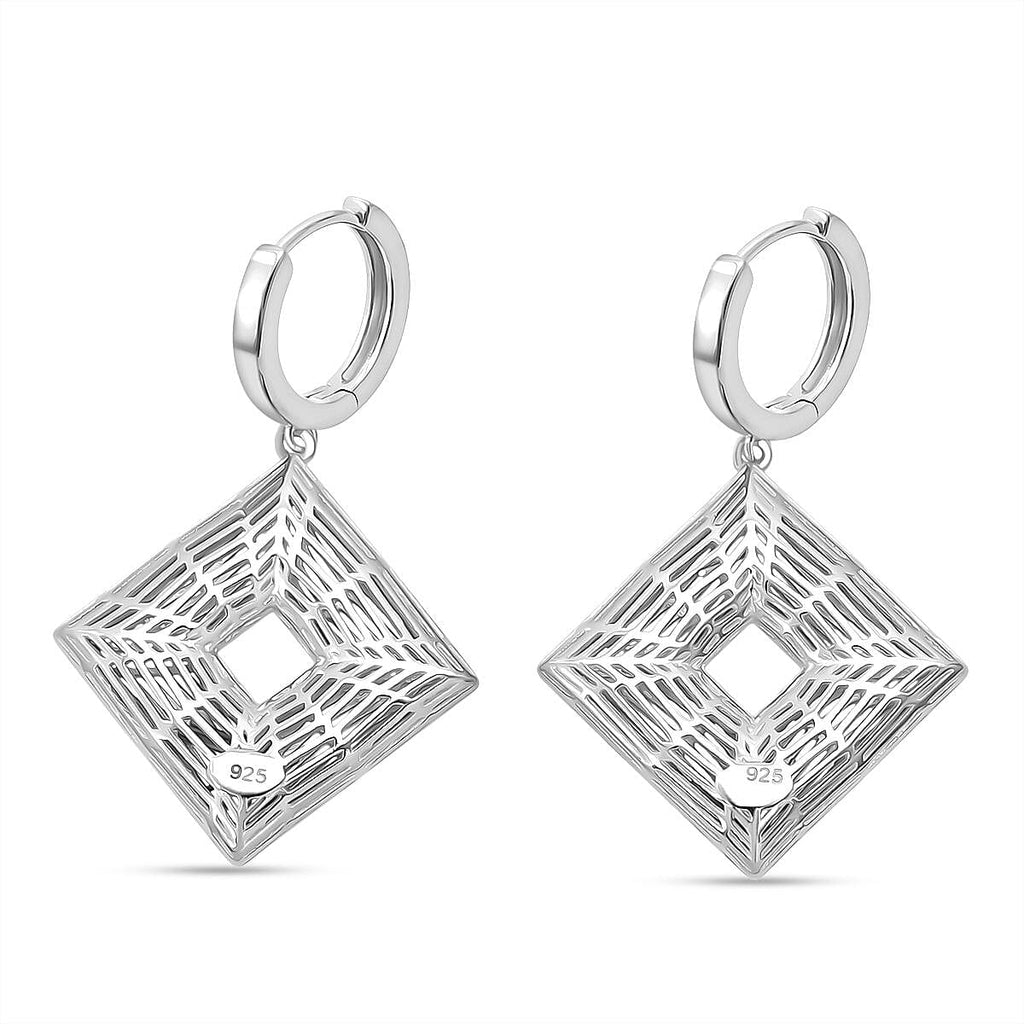 Rhodium Overlay Sterling Silver Earring with Hoop, Silver Wt. 7.06 Gms.
