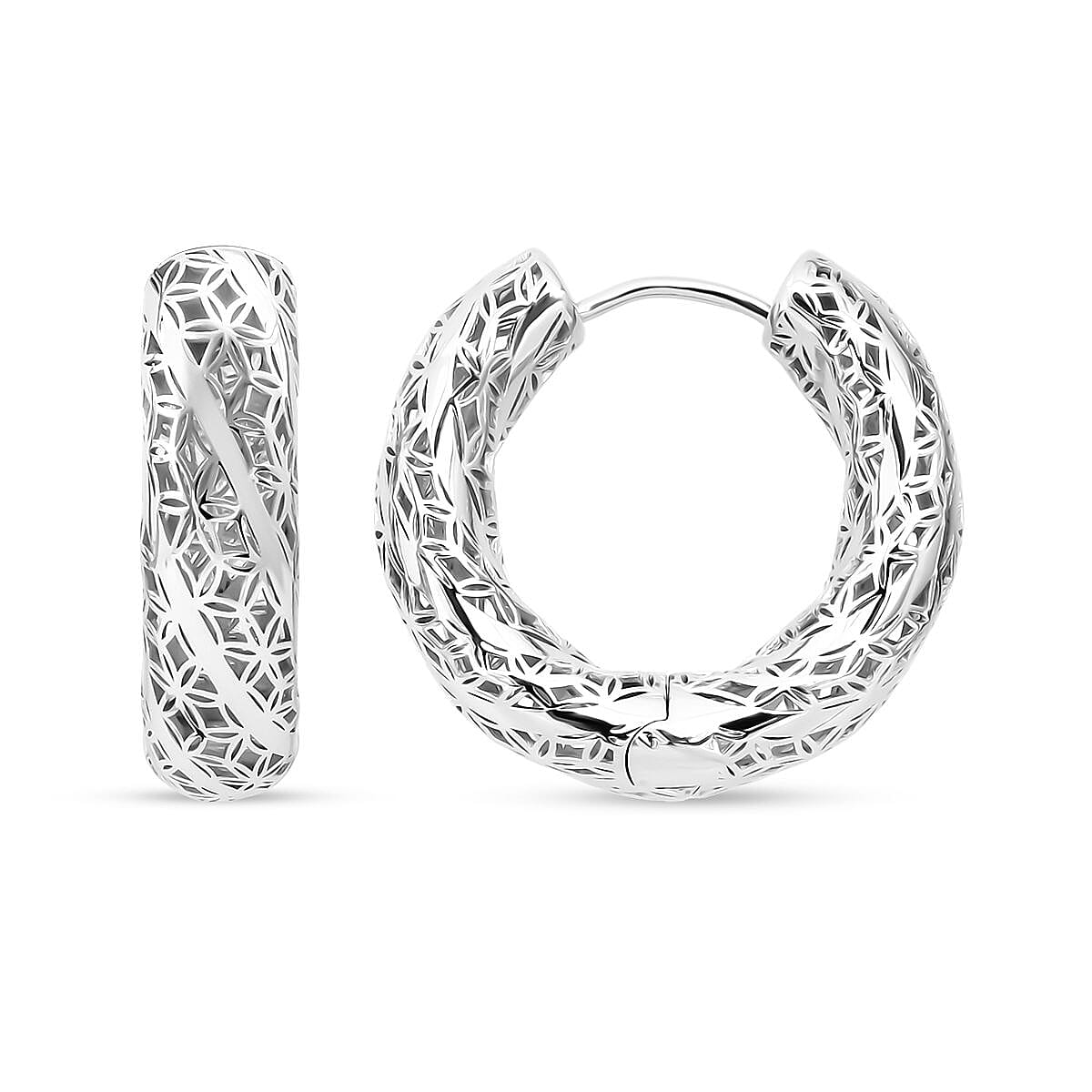 Rhodium Overlay Sterling Silver Earring with Hoop, Silver Wt. 8.22 Gms. 8239572 0