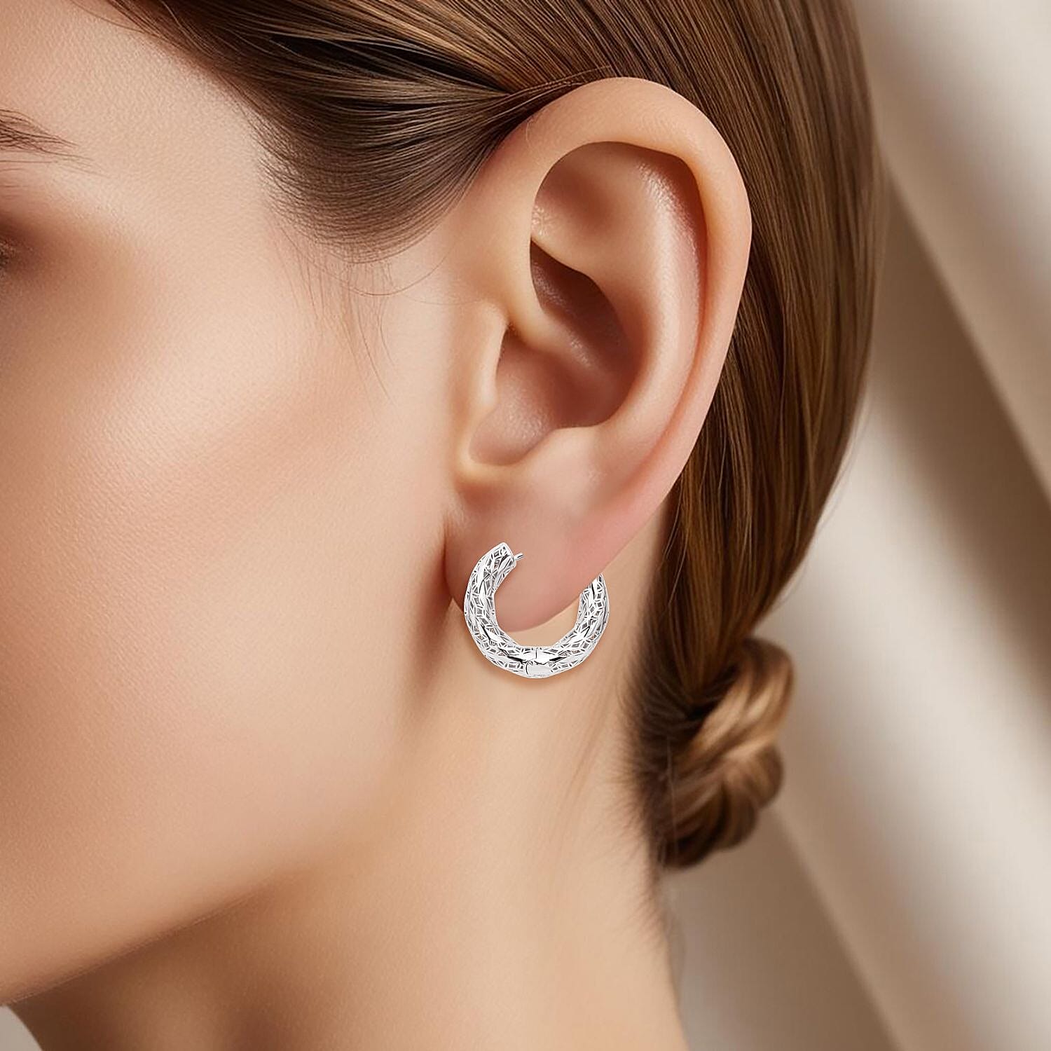 Rhodium Overlay Sterling Silver Earring with Hoop, Silver Wt. 8.22 Gms. 8239572 2