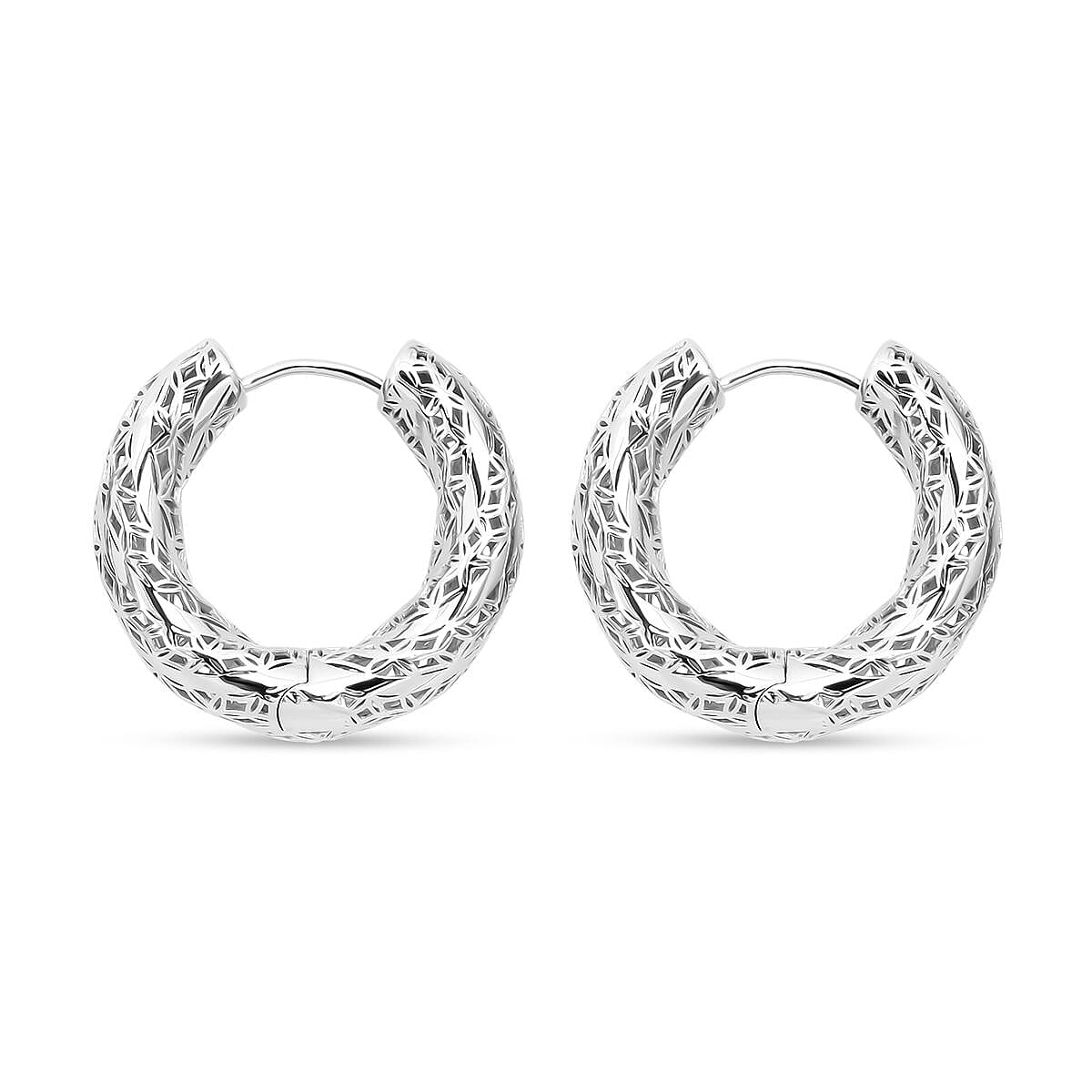 Rhodium Overlay Sterling Silver Earring with Hoop, Silver Wt. 8.22 Gms. 8239572 3