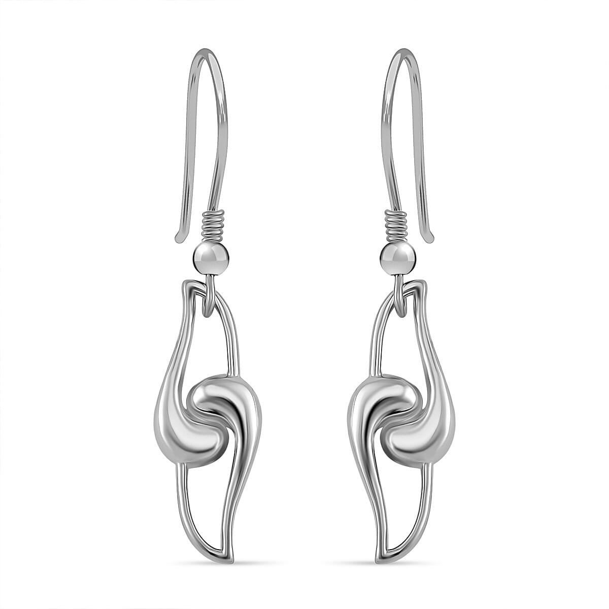 LucyQ - Entwine Drop Collection - Knot Drop Earring with Lever Back in Rhodium Overlay Sterling Silver 8044388 0