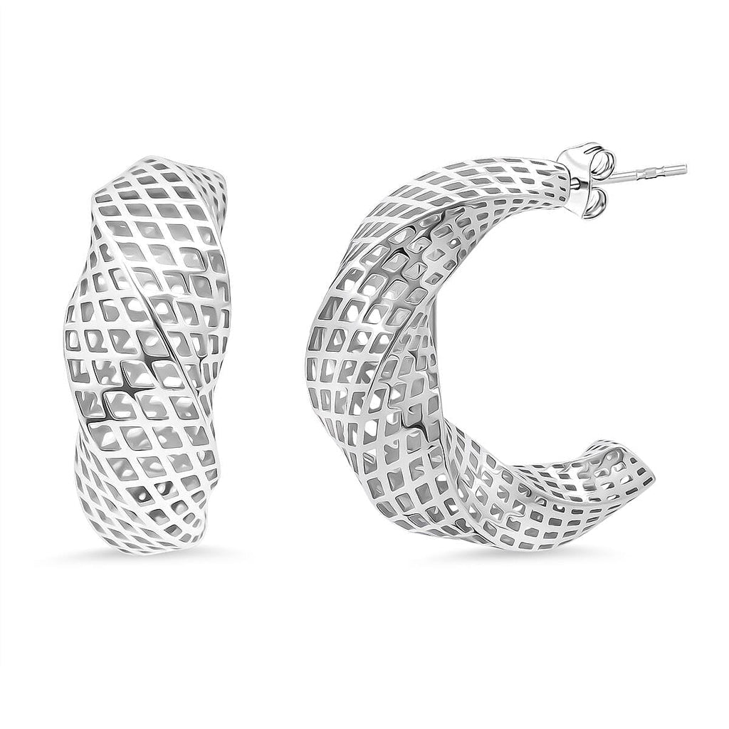 Rhodium Overlay Sterling Silver Earring with Push Back, Silver Wt. 5.12 Gms.