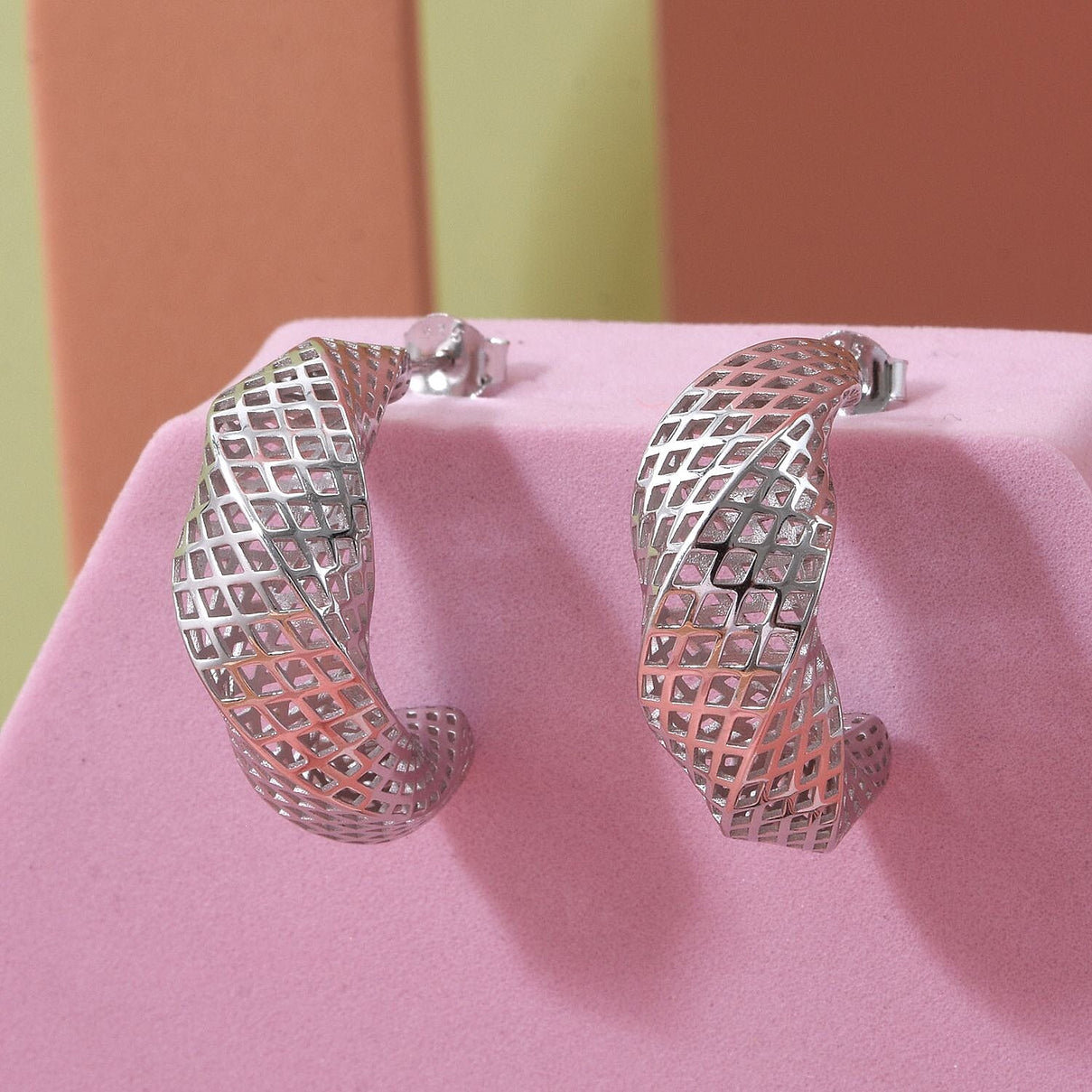 Rhodium Overlay Sterling Silver Earring with Push Back, Silver Wt. 5.12 Gms. 8239553 1