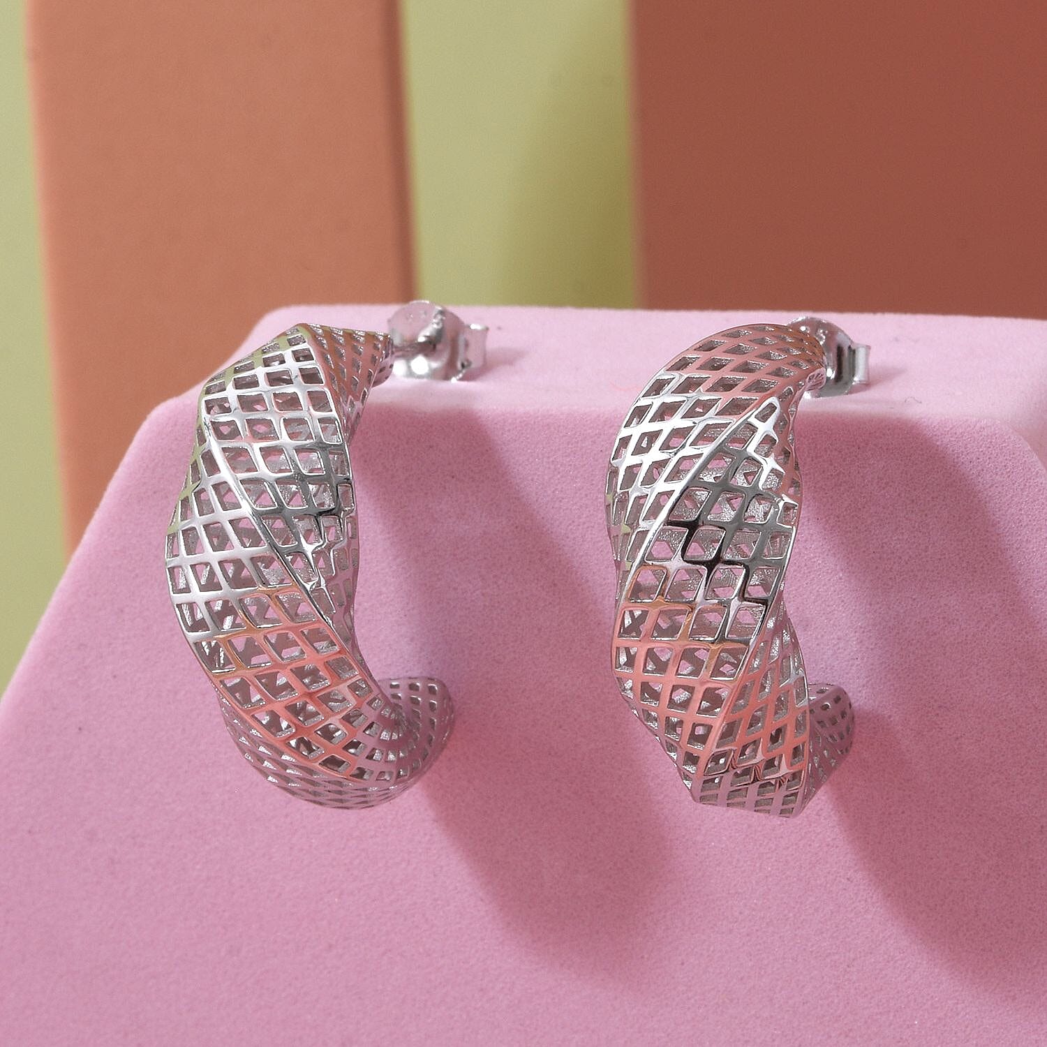 Rhodium Overlay Sterling Silver Earring with Push Back, Silver Wt. 5.12 Gms. 8239553 1