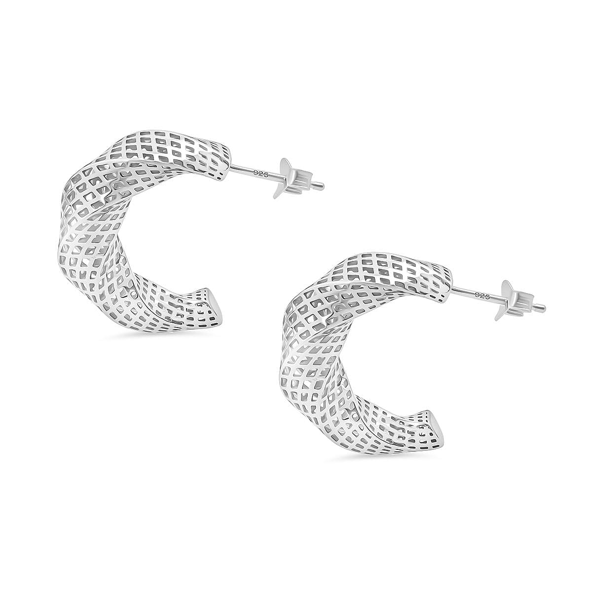Rhodium Overlay Sterling Silver Earring with Push Back, Silver Wt. 5.12 Gms. 8239553 3