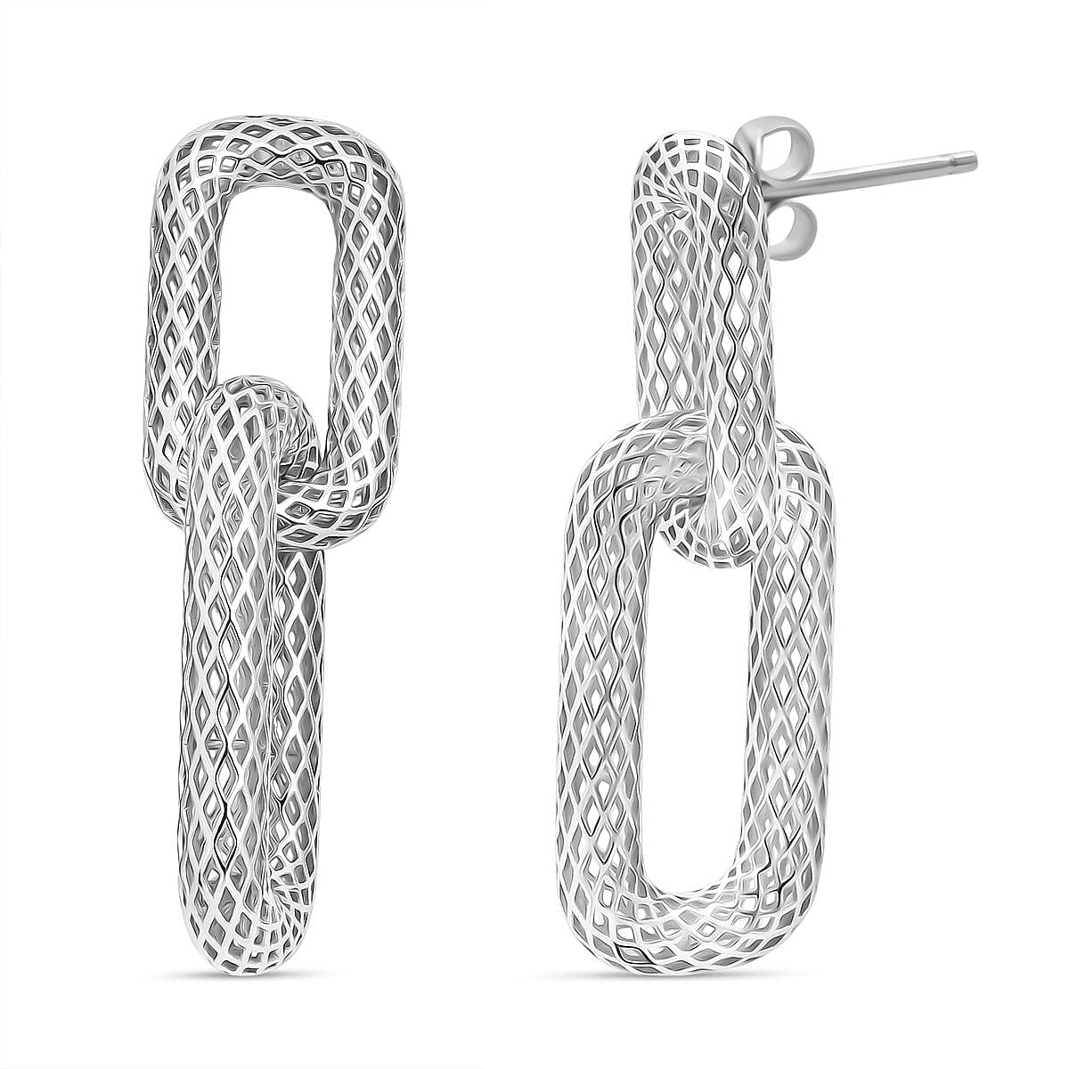 Rhodium Overlay Sterling Silver Earring with Push Back, Silver Wt. 5.33 Gms. 8239567 0