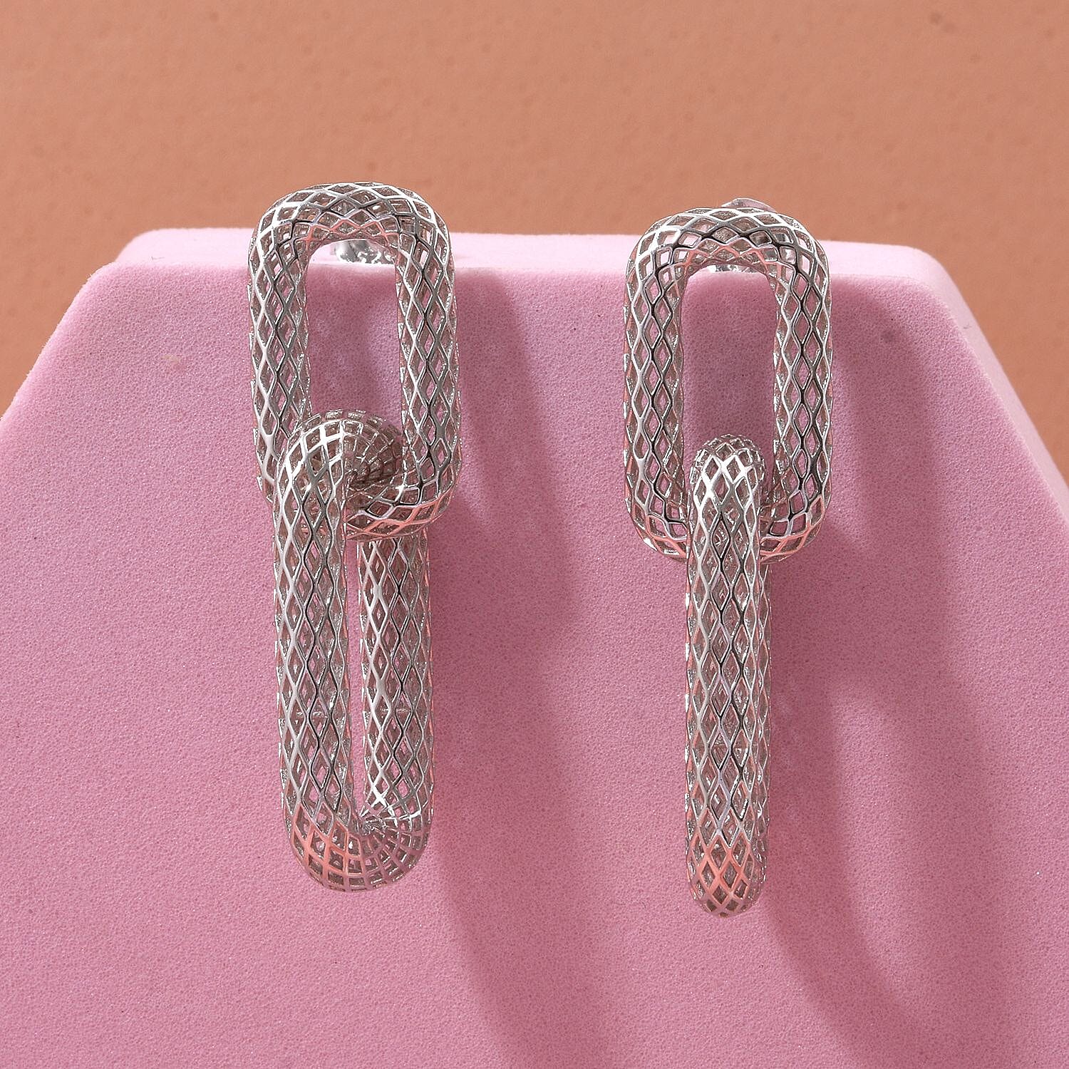 Rhodium Overlay Sterling Silver Earring with Push Back, Silver Wt. 5.33 Gms. 8239567 1