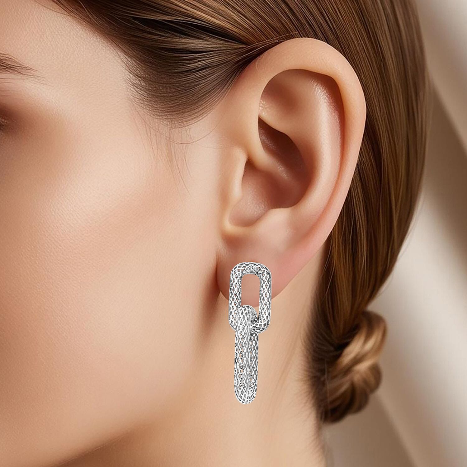 Rhodium Overlay Sterling Silver Earring with Push Back, Silver Wt. 5.33 Gms. 8239567 2