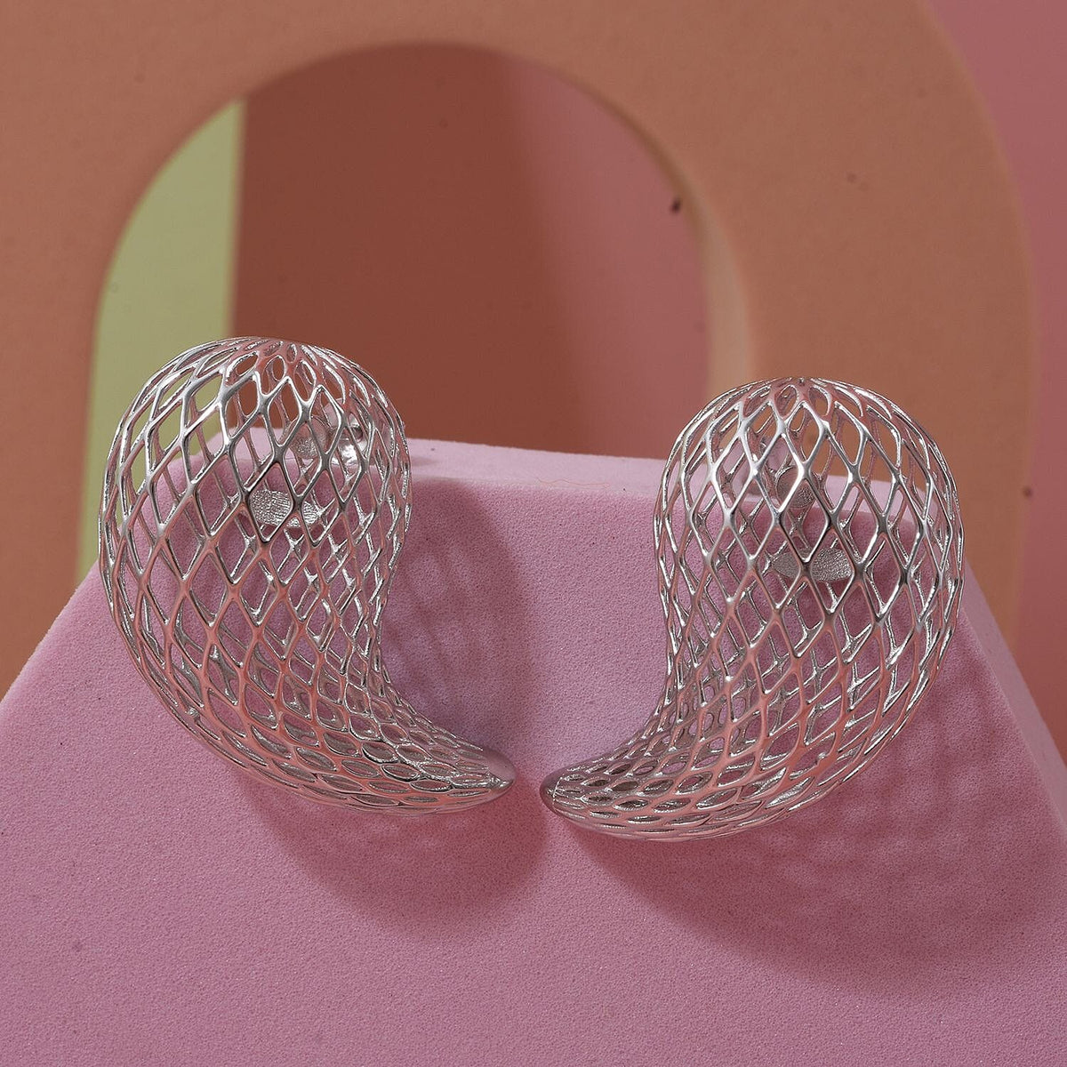 Rhodium Overlay Sterling Silver Earring with Push Back, Silver Wt. 5.55 Gms. 8239574 1