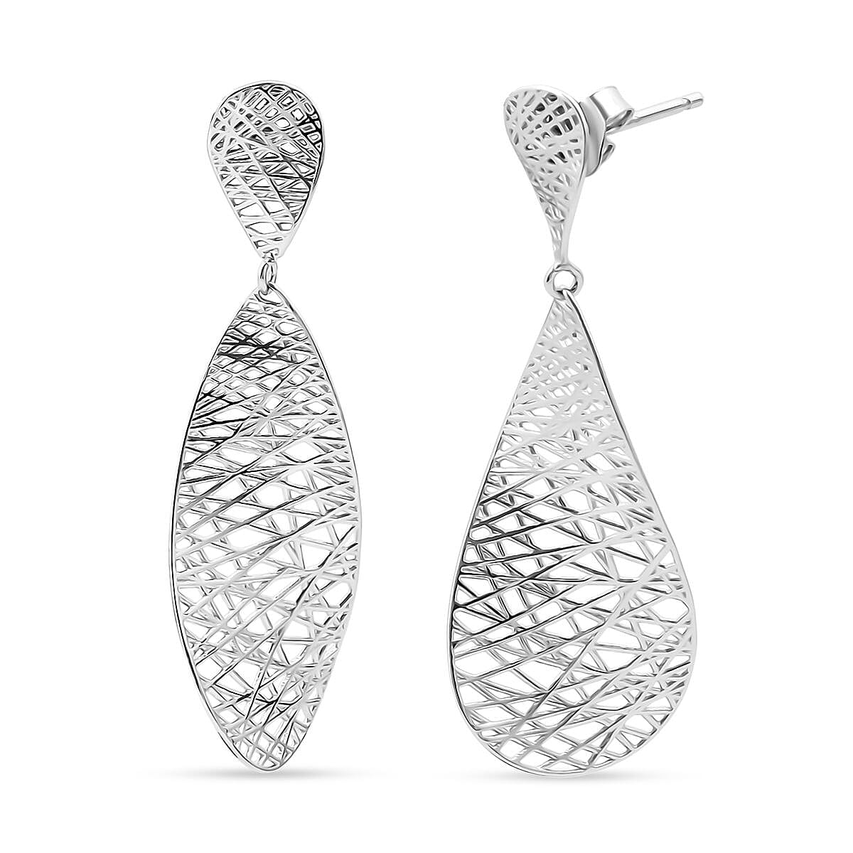 Treasure of Siam - Rhodium Overlay Sterling Silver Drop Earring with Push Back 8239551 0