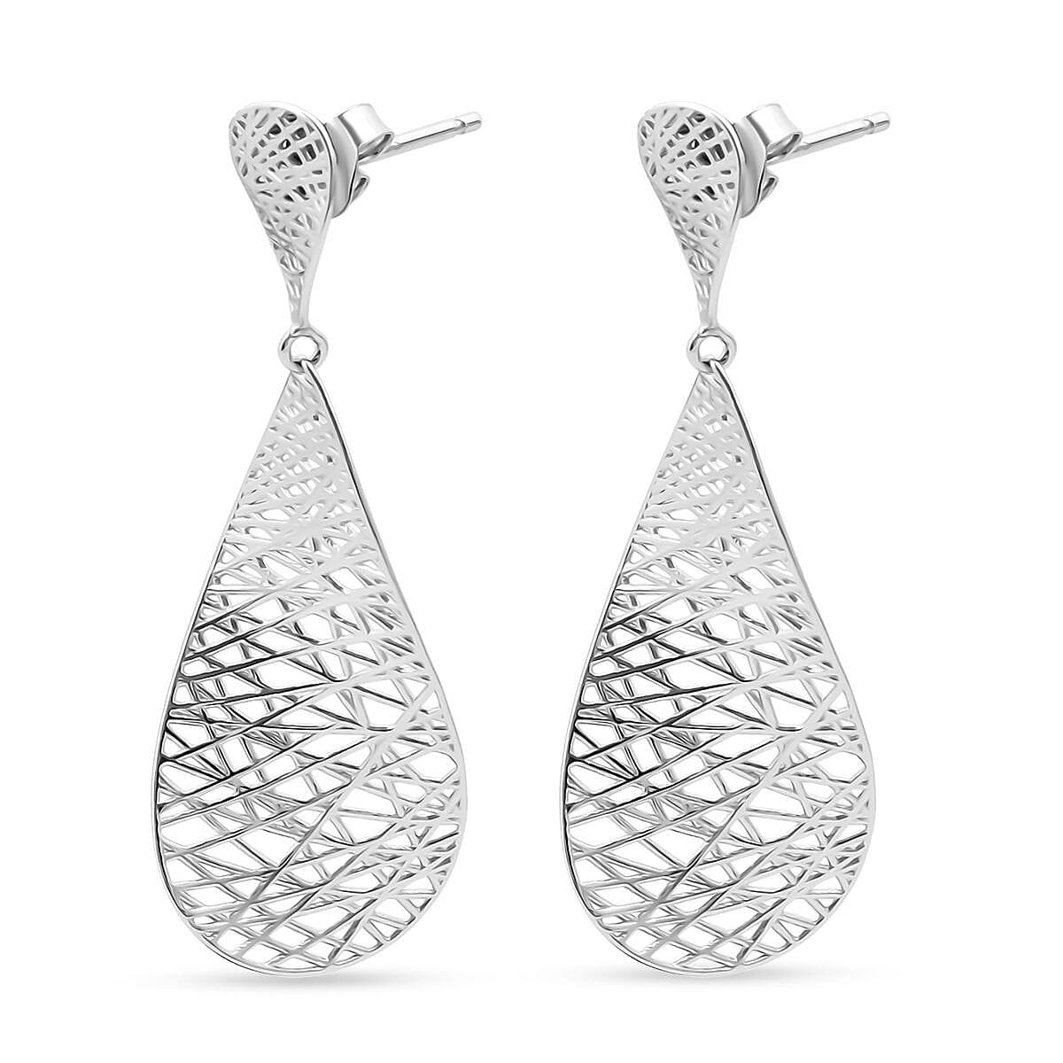 Treasure of Siam - Rhodium Overlay Sterling Silver Drop Earring with Push Back 8239551 3