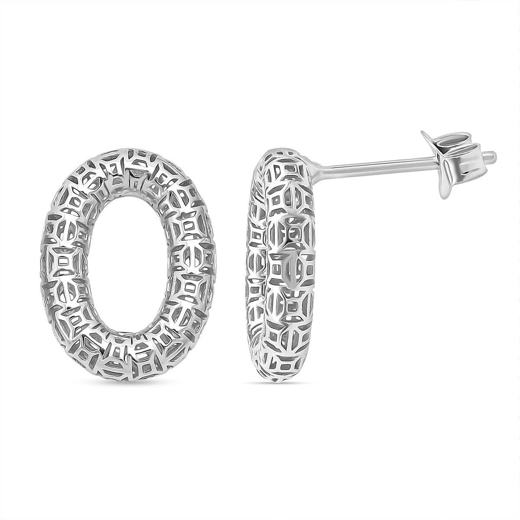 Treasure Of Siam - Rhodium Overlay Sterling Silver Earring with Push Back