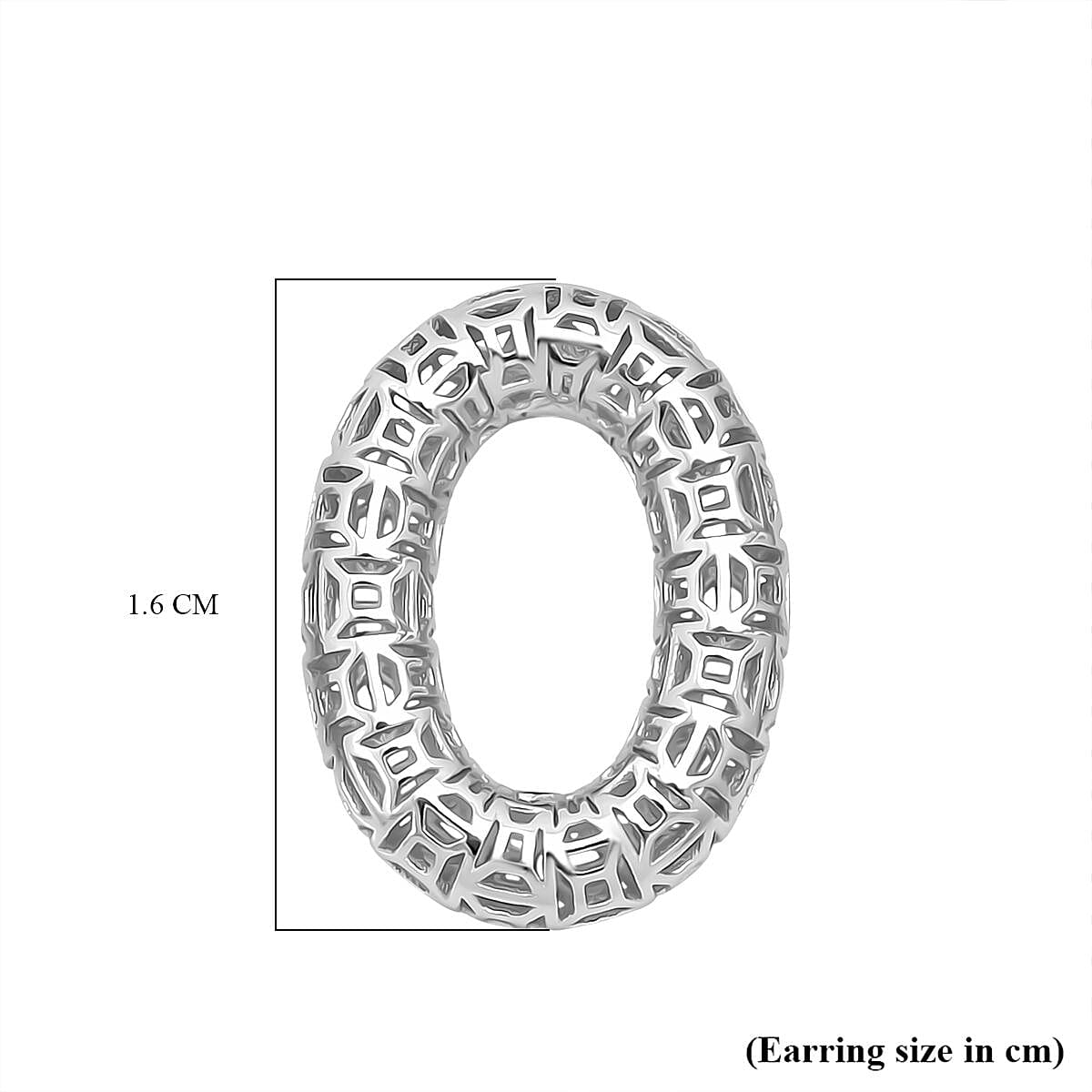 Treasure of Siam - Rhodium Overlay Sterling Silver Circle Earring with Push Back 8239564 4