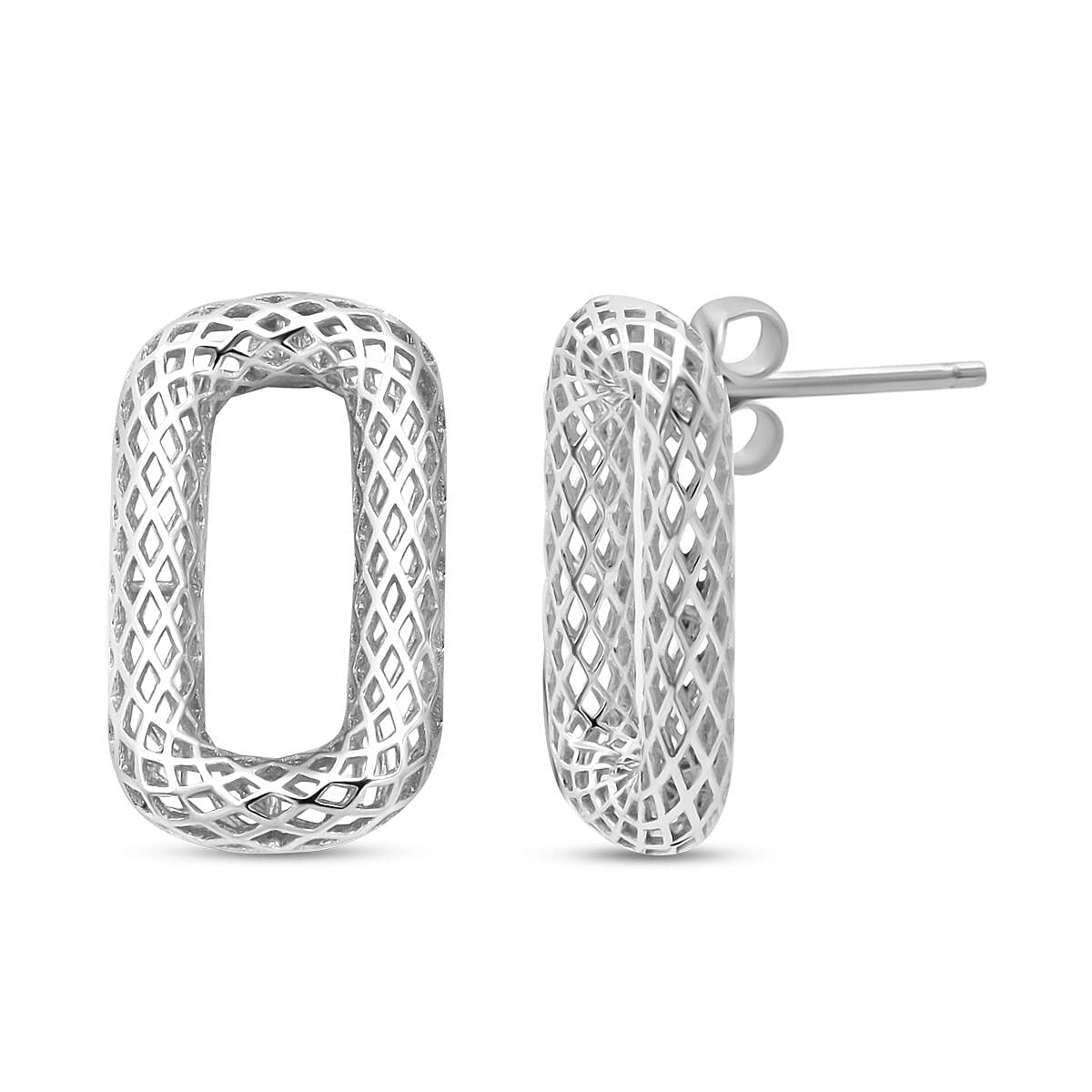 Rhodium Overlay Sterling Silver Earring with Push Back 8239566 0