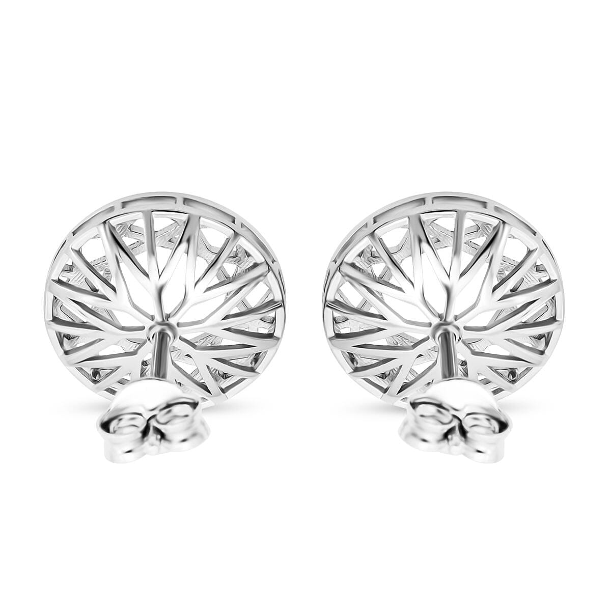 Treasure of Siam - Rhodium Overlay Sterling Silver Round Snowflake Stud Earring with Push Back 8239569 4