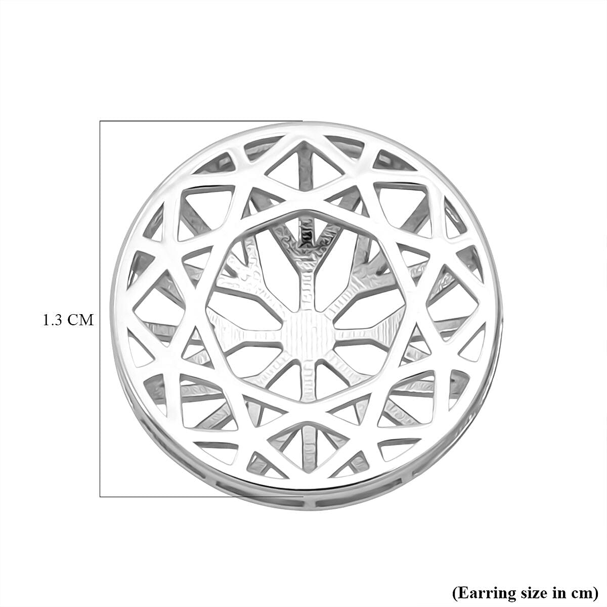 Treasure of Siam - Rhodium Overlay Sterling Silver Round Snowflake Stud Earring with Push Back 8239569 5