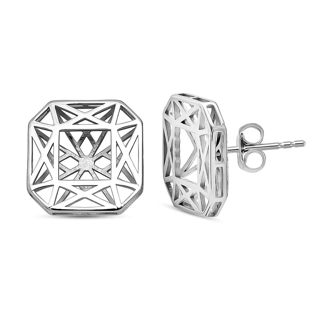 Treasure Of Siam - Rhodium Overlay Sterling Silver Earring with Push Back