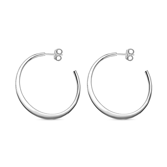 Rhodium Overlay Sterling Silver Hoop Earrings 7688510 1